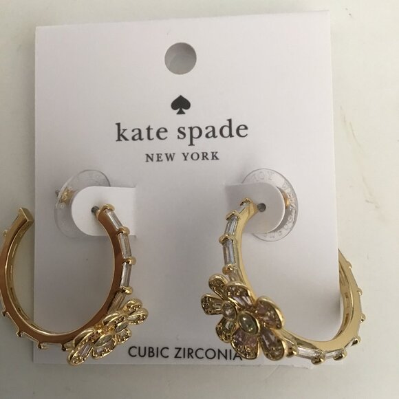 Kate Spade New 2 Gold and Pink Flowers Earrings - Picture 1 of 3